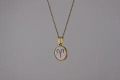 Colar Zodíaco - Pendente Redondo - Aço Inoxidável