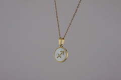 Colar Zodíaco - Pendente Redondo - Aço Inoxidável
