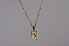 Colar Zodíaco - Pendente Retangular - Aço Inoxidável